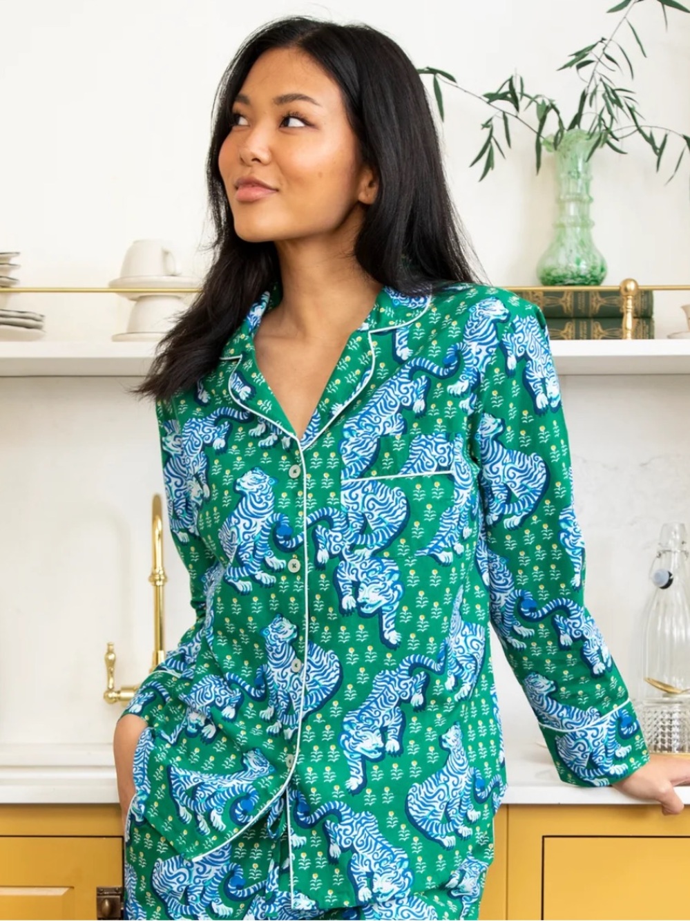 Printfresh Tiger Queen Blue Tiger Printed Pajama Top Size medium
